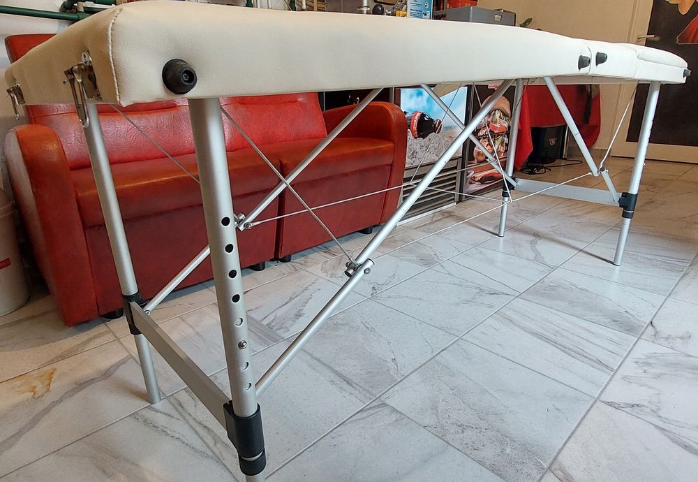 Masă de masaj pliabilă, portabilă și profesională din aluminiu cu husă