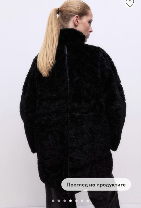 Черно пухкаво  палто H&M