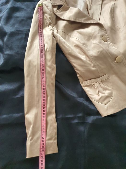 Costum damă sacou și fustă satin crem bej șampanie S M office elegant business