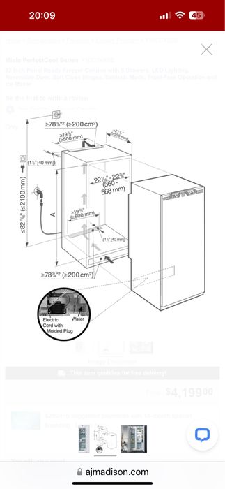 Фризер Miele за вграждане Нов A+++ Модел 2024 мостра GERMANY Гаранция