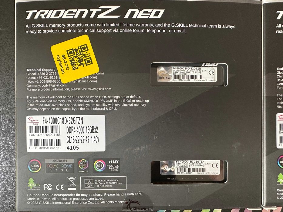 RAM DDR4 G.SKILL TridentZ Neo 4400MHZ CL18 64GB