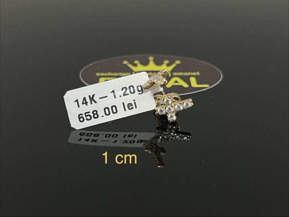 Bijuteria Royal CB : Cercei cruce aur 14K  1,20 grame