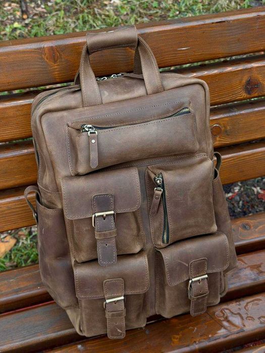 Rucsac din piele. Piele vintage autentică CrazyHorse. Nou