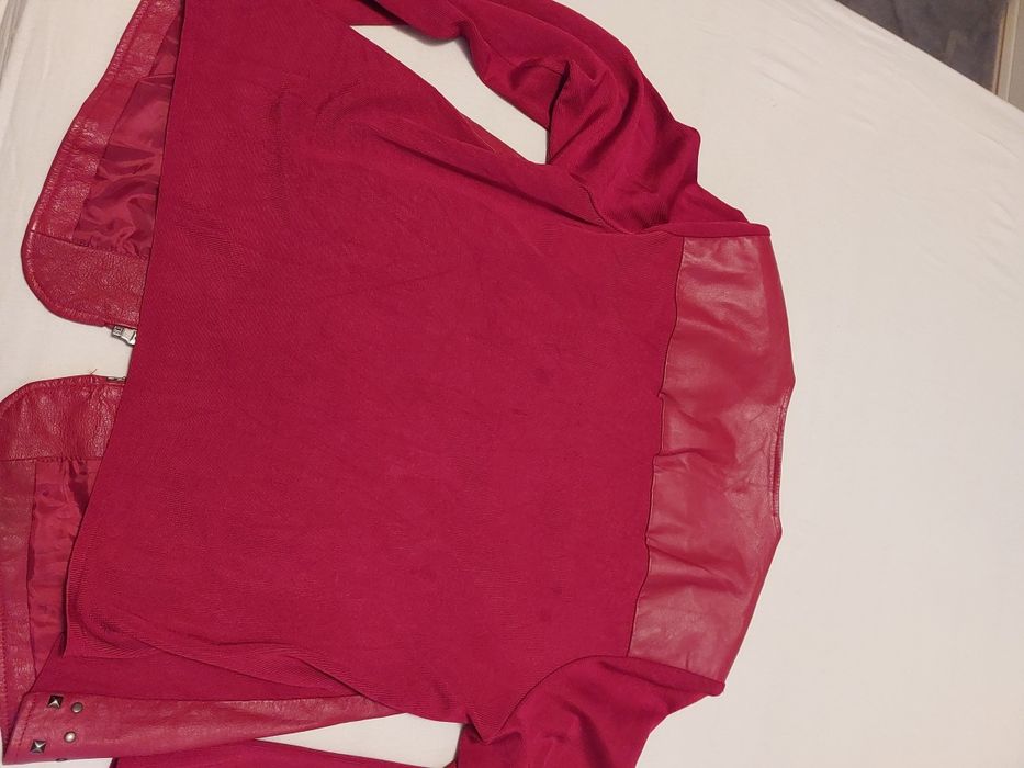 Дамско яке естествена кожа и текстил XL