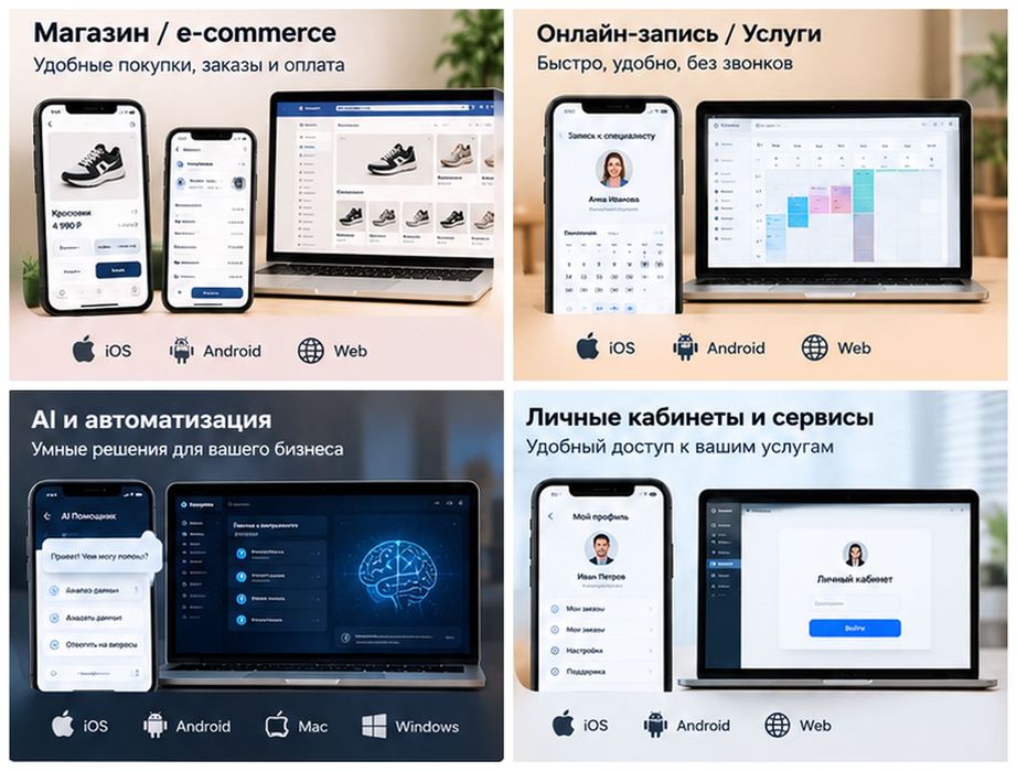 Разработка приложений IPhone Mac Android Windows Web