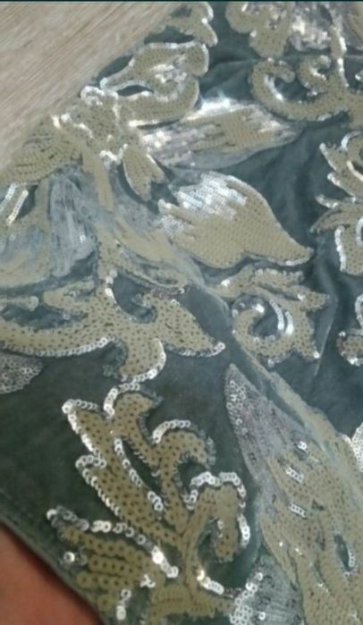 Rochie ocazie argintie paiete catifea superba s 36noua cu eticheta