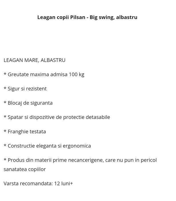 Leagan/Hinta Copii Pilsan, Verde