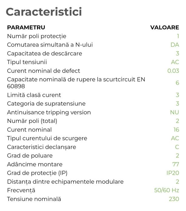 Siguranțe diferențiale noarkC16 RCBO 30MA tip AC