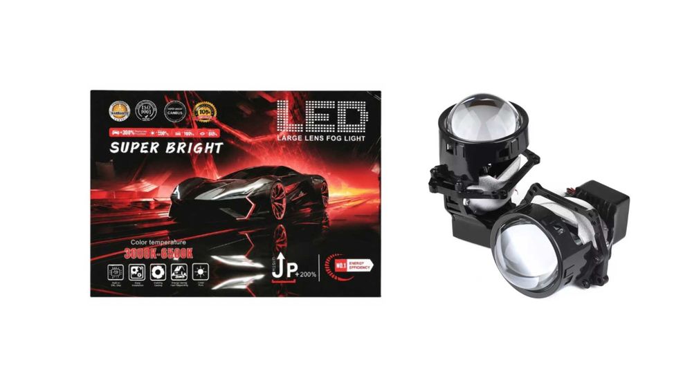 Set 2 lupe Bi-LED auto 3 inch, 6000K, Lumina alba,  A108, 9–32V, fază scurtă și fază lungă