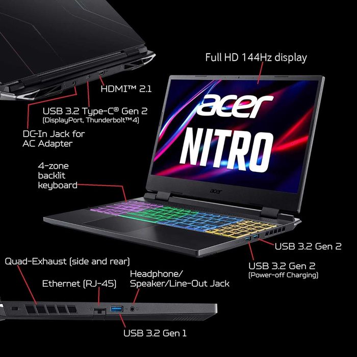 Acer nitro 5 i5 1250 H 17 dyum 144 Hz 4050 video karta  DDR6