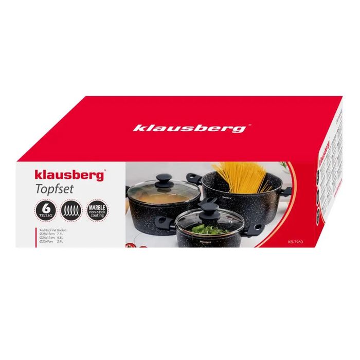 Set de 3 oale cu strat marmorat, 20, 24, 28 cm, 2.4, 4.1, 6.1 litri,