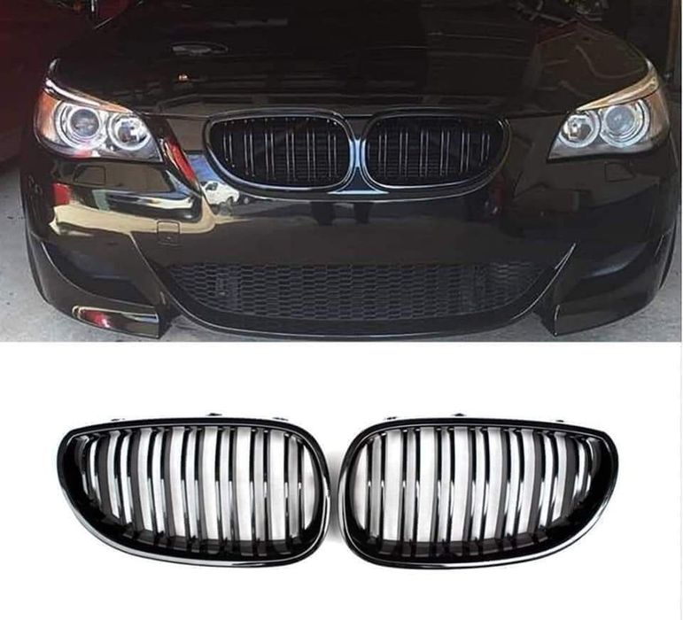 Grila dubla nari BMW Seria 5 E60 E61 M look negru lucios