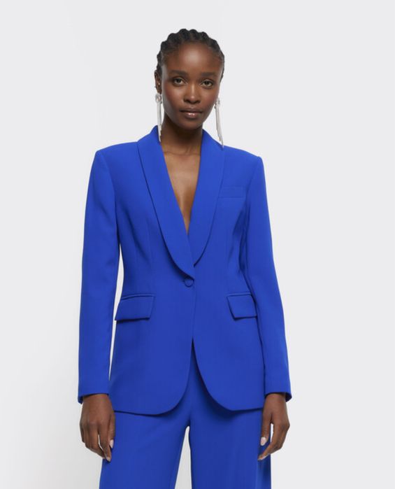 Костюм ZARA в наситен син цвят