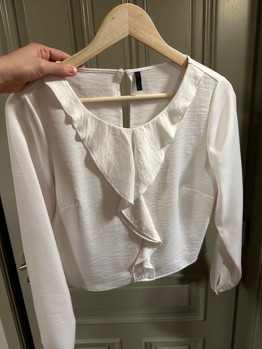 Bluza Benetton eleganta alba cropped