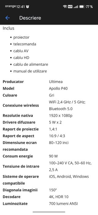 Videoproiector apollo p40