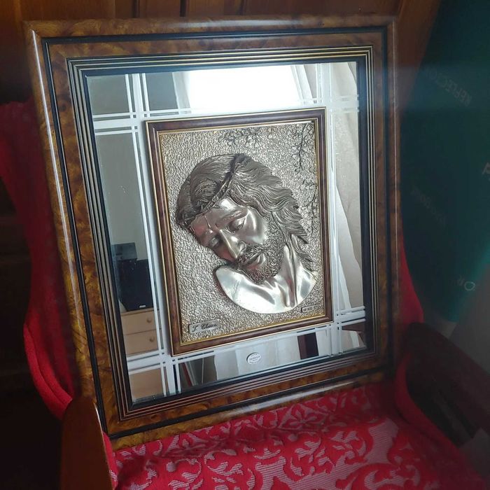 Vand tablou Isus Hristos foita argint