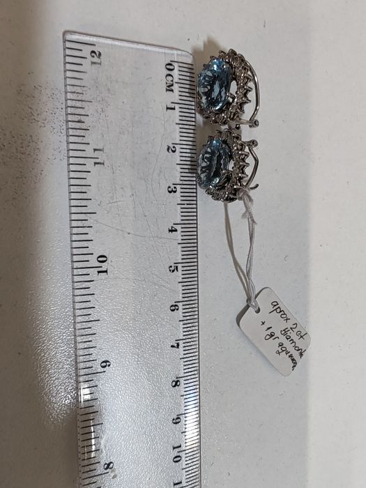 Cercei cu diamante și aquamarin Aur 18k Gr 8,82 cod unic 882