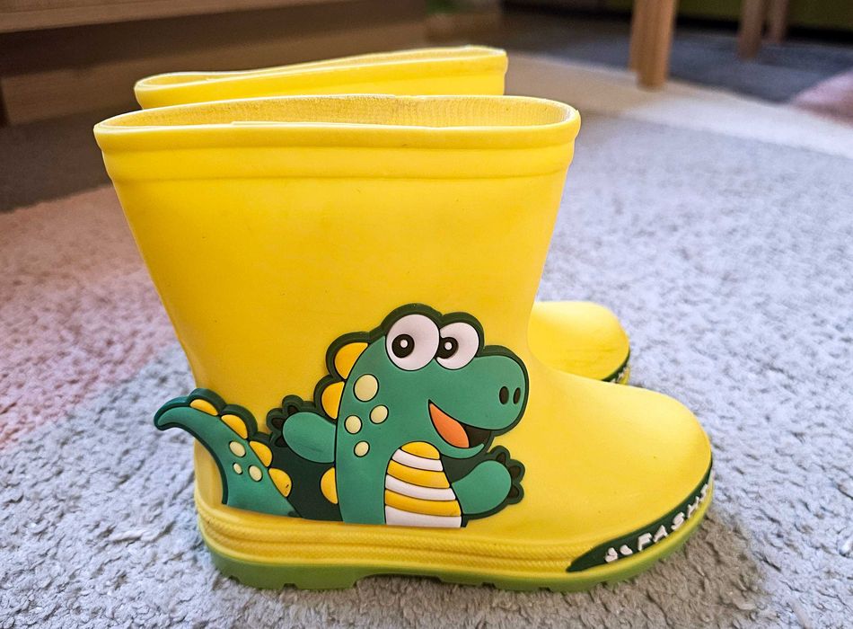 Детски гумени ботуши с динозавър, Жълт Цвят