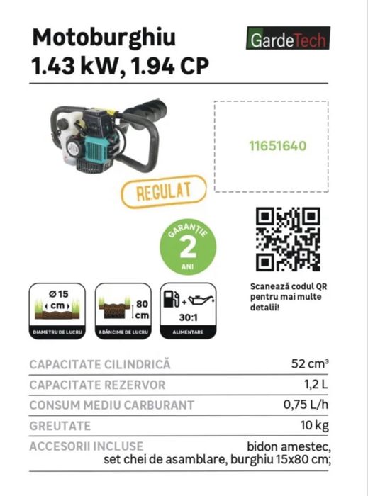 Motoburghiu Elem 1.94 CP (52cc) – aproape nou, cu accesorii