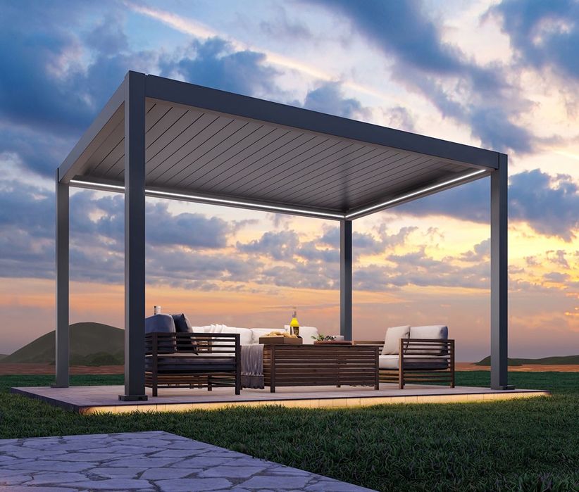 Pergola Bioclimatica Pavilion 3x3x2.4 m Premium Aluminiu Electrostatic