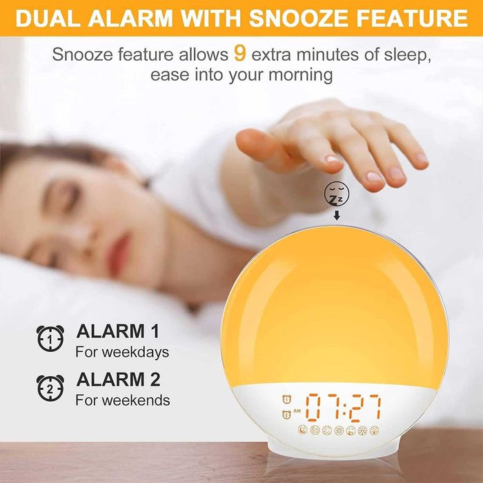 Часовник- лампа с бели звуци, изгрев/ залез и радио COULAX