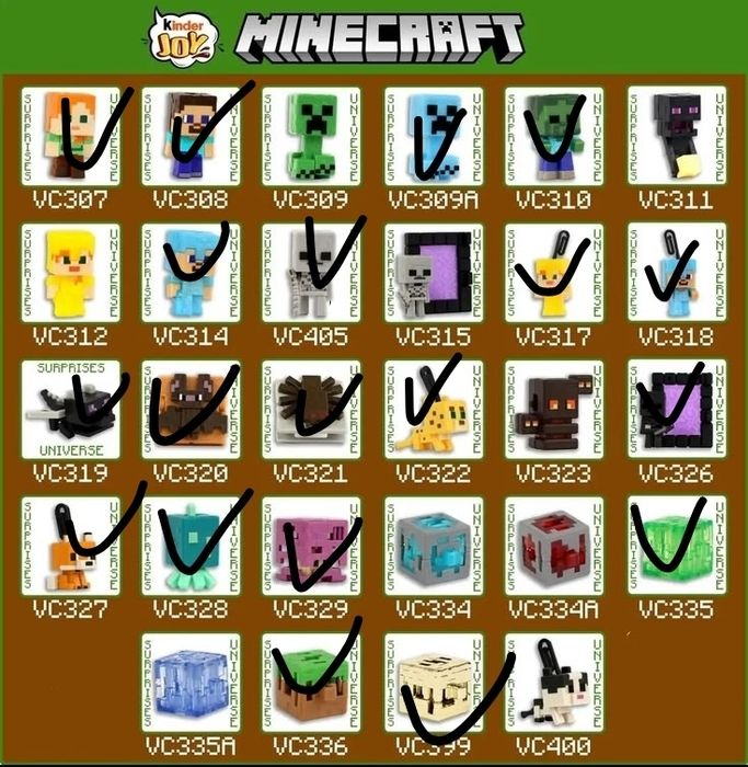 Фигурки Майнкрафт, Minecraft kinder joy