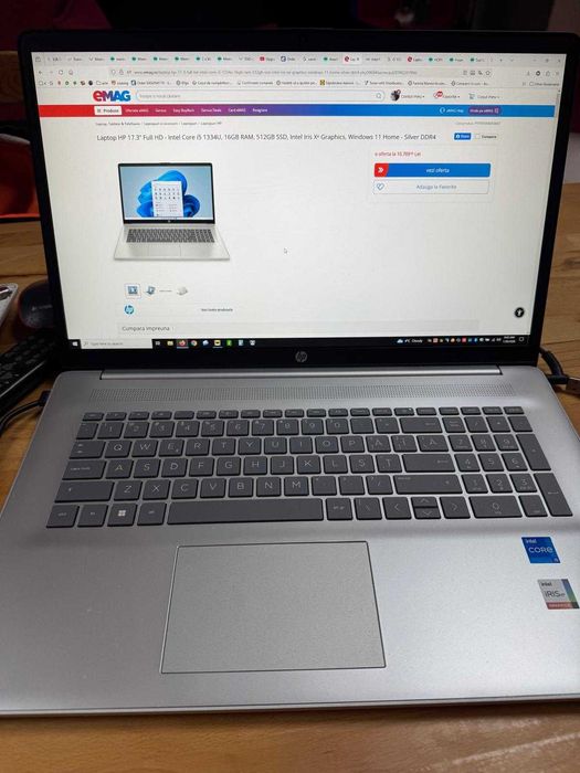 Laptop HP 17.3” Full HD Core i5 1334U, 16GB RAM, 512GB SSD, Windows 11