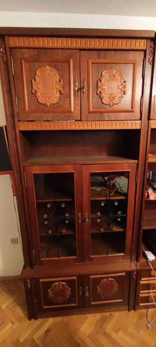 Mobilier mobila sufragerie living clasic din lemn masiv de nuc