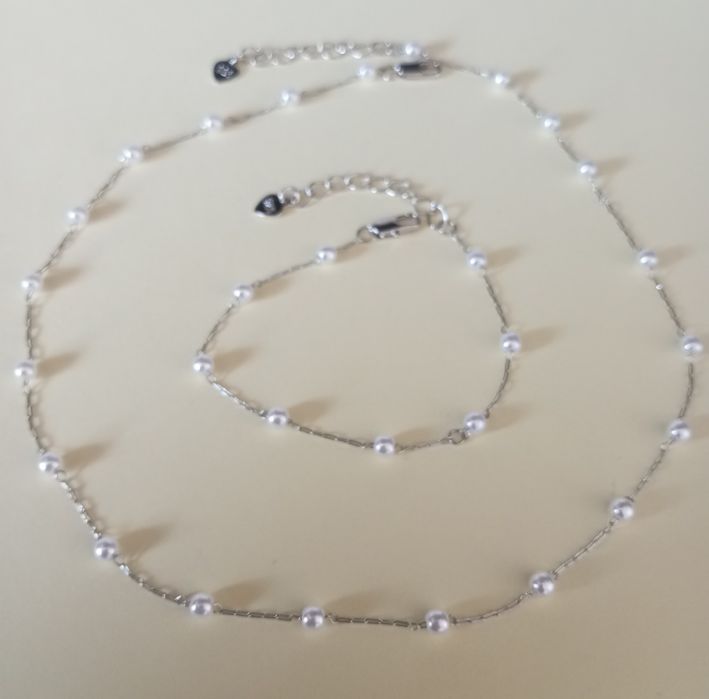 Set cercei și colier argint 925 cu perle