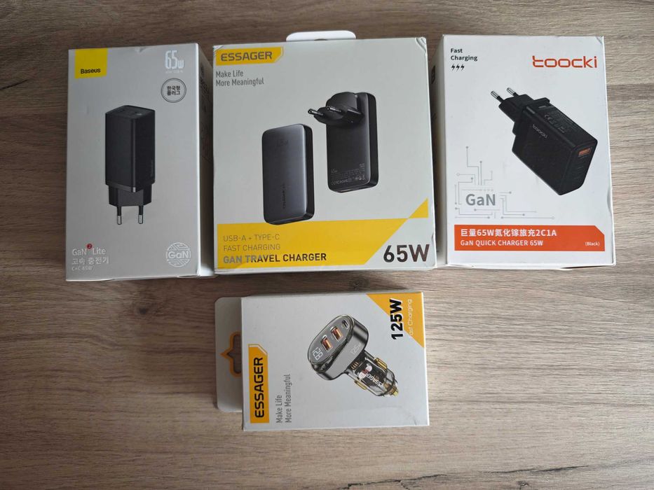 Бързи зарядни устройства за смартфони 65W GaN - Baseus / Essager / Toocki