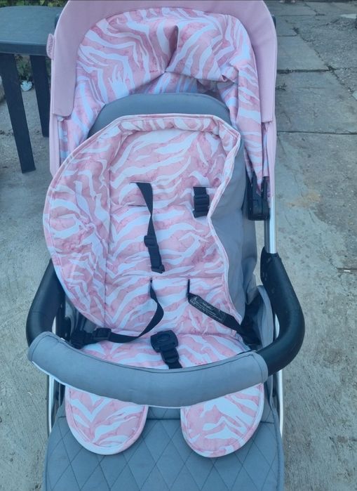 Carut 2 în 1 roz&gri