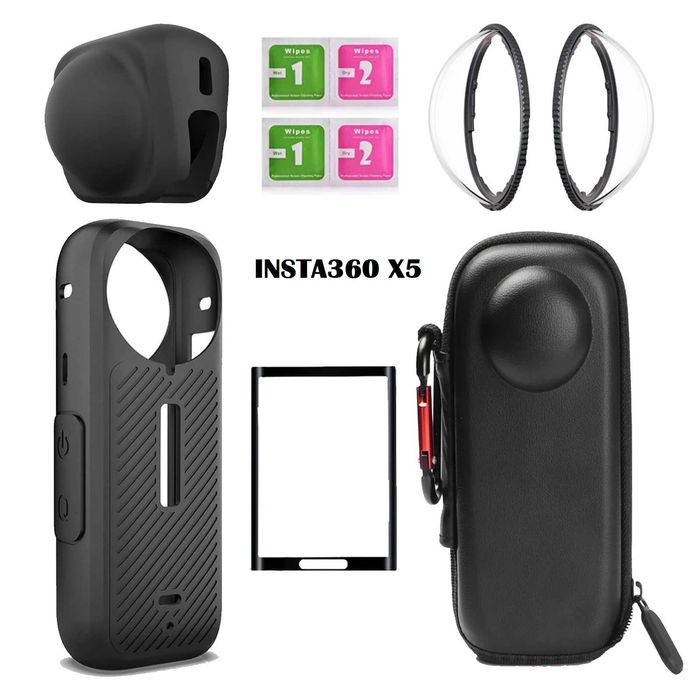Pachet complet de protectie (husa silicon folie protectii lentila husa transport) camera actiune Insta360 X5