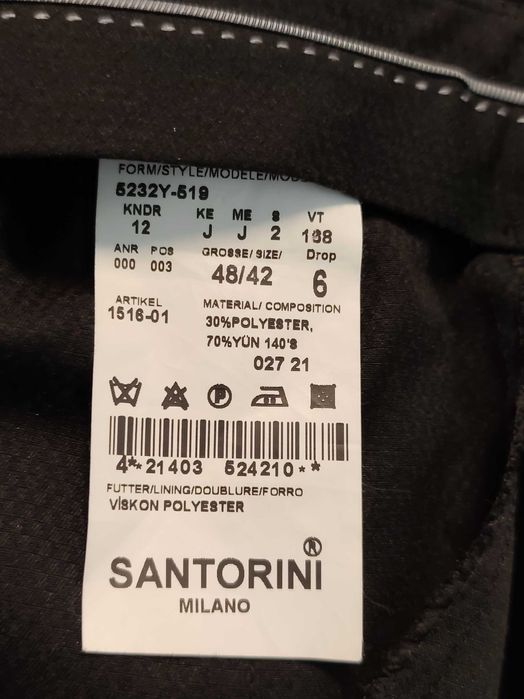 Продам итальянский мужской черный классический костюм 48 размер новый