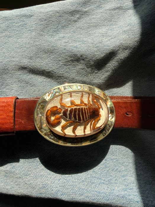 Уникален колан от Мексико със СКОРПИОН и седеф – ръчна изработка