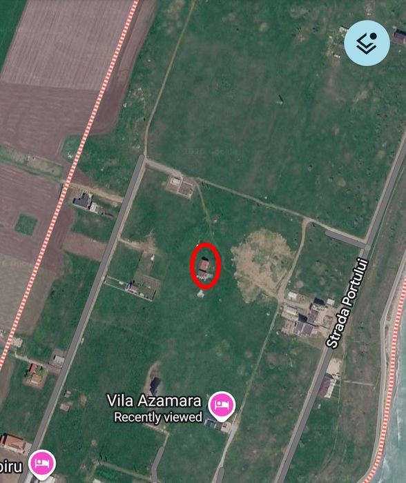 Teren Costinesti cu o casa construita la rosu