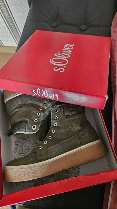 s.Oliver кожени женски боти без връзки, размер 39