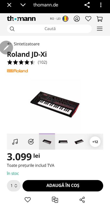 Roland Sintetizator JD-Xi cu 37 Dinamic Taste Negru