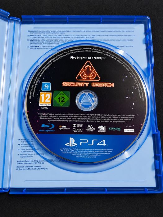 Диск PS4  Five Neghts at Freddy's SECURITY BREACH + FNAF RUIN