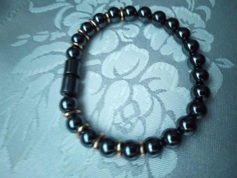 Colier perle si bratara perle , gri antracit