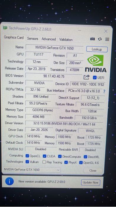 GTX1650 Palit Gaming PRO