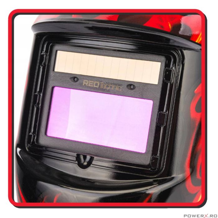 Masca sudura profesionala automata, camp vizual 92 x 42 mm, Red