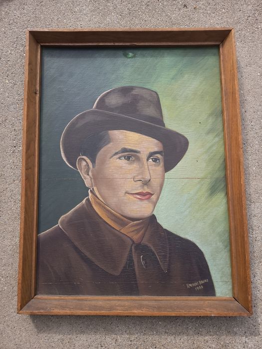 Tablou Portret Gangster American Pictat Și Semnat