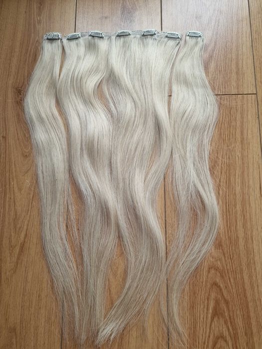 100% естествена виетнамска коса платинено руса, 60 см