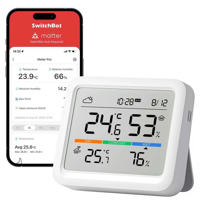 SwitchBot Meter Pro – смарт термометър и влагомер с голям дисплей