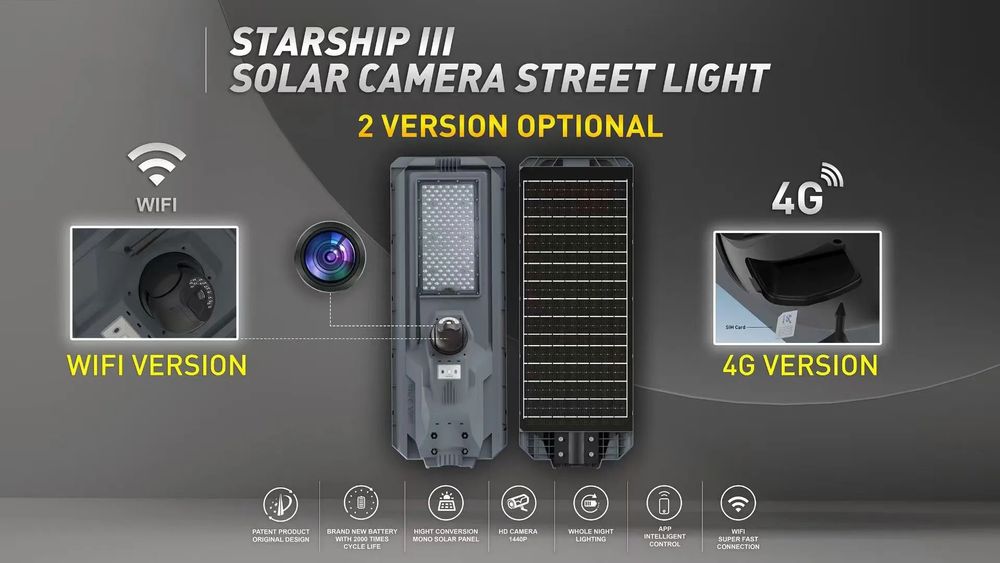 Прожектор на солнечной панели с видеокам