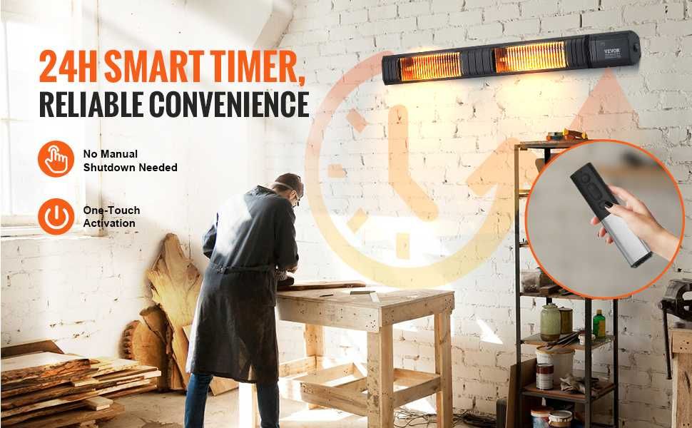 Инфрачервена двойна печка Vevor 102см 3000W Карбонов отоплител