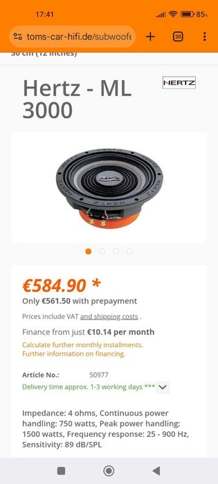 Subwoofer HERTZ Mille Legend ML 3000, 750W RMS