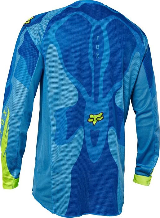 Tricou Bluza Moto FOX Airline Exo Albastru Galben, Tricou Motocross,