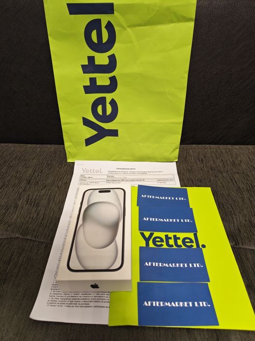 ЗАПЕЧАТАН 128GB iPhone 15 Yettel Гаранция 2029г. Black / Черен