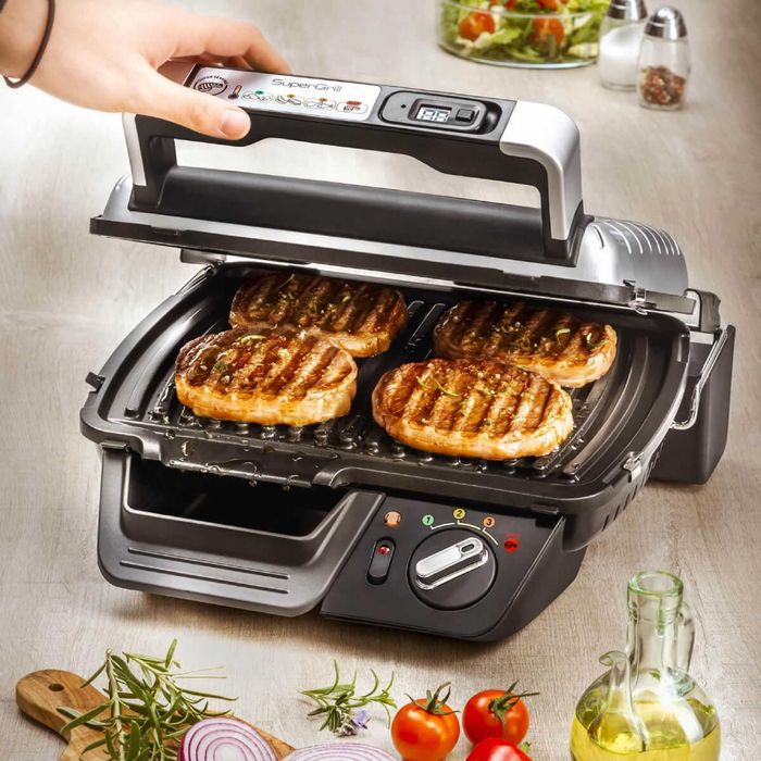 Sigilat Gratar electric cu timer Tefal Super Grill GC451B12 InoxNegru